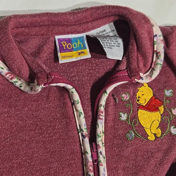 Vintage Pooh Matching Flower Set Embroidered Pooh Size 3/6 Months - Picture 3 of 8